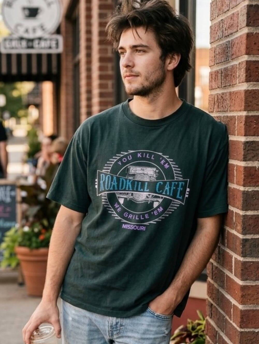 Vintage Roadkill Cafe Missouri Single Stitch Mens Large Cotton USA Made